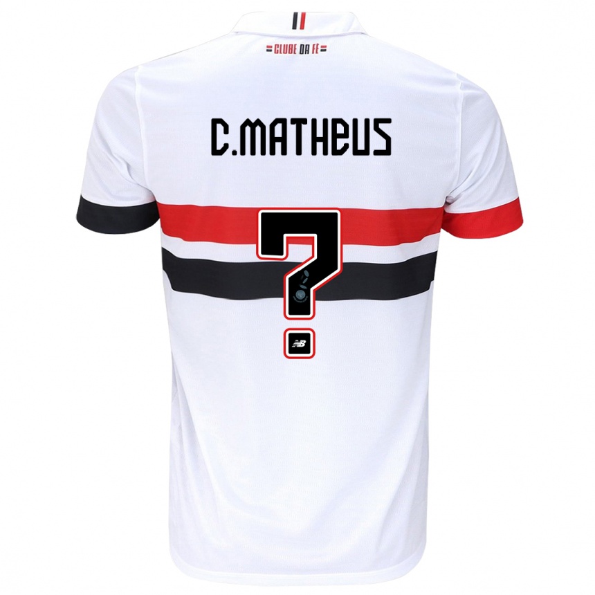 Enfant Football Maillot Caio Matheus #0 Blanc Rouge Noir Tenues Domicile 2024/25 Canada