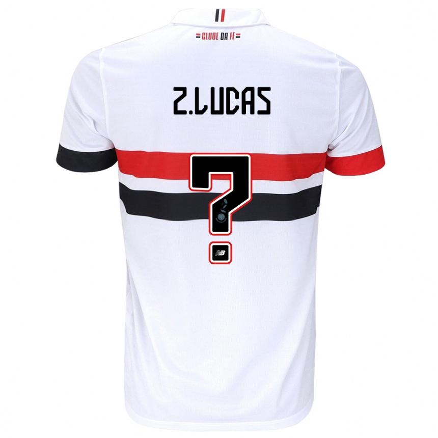 Kids Football Zé Lucas #0 White Red Black Home Jersey 2024/25 T-Shirt Canada