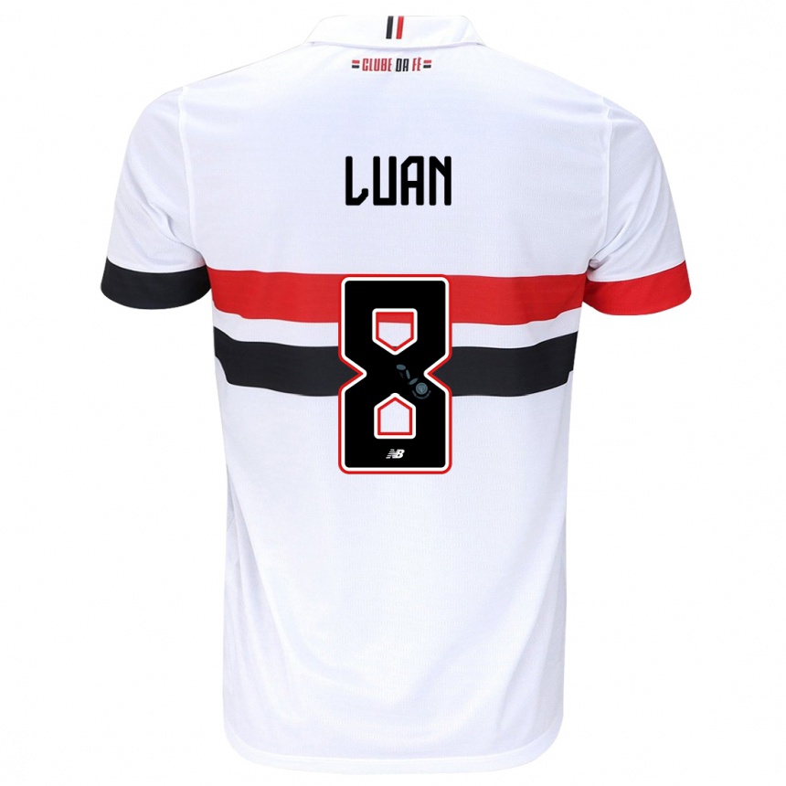 Kids Football Luan #8 White Red Black Home Jersey 2024/25 T-Shirt Canada