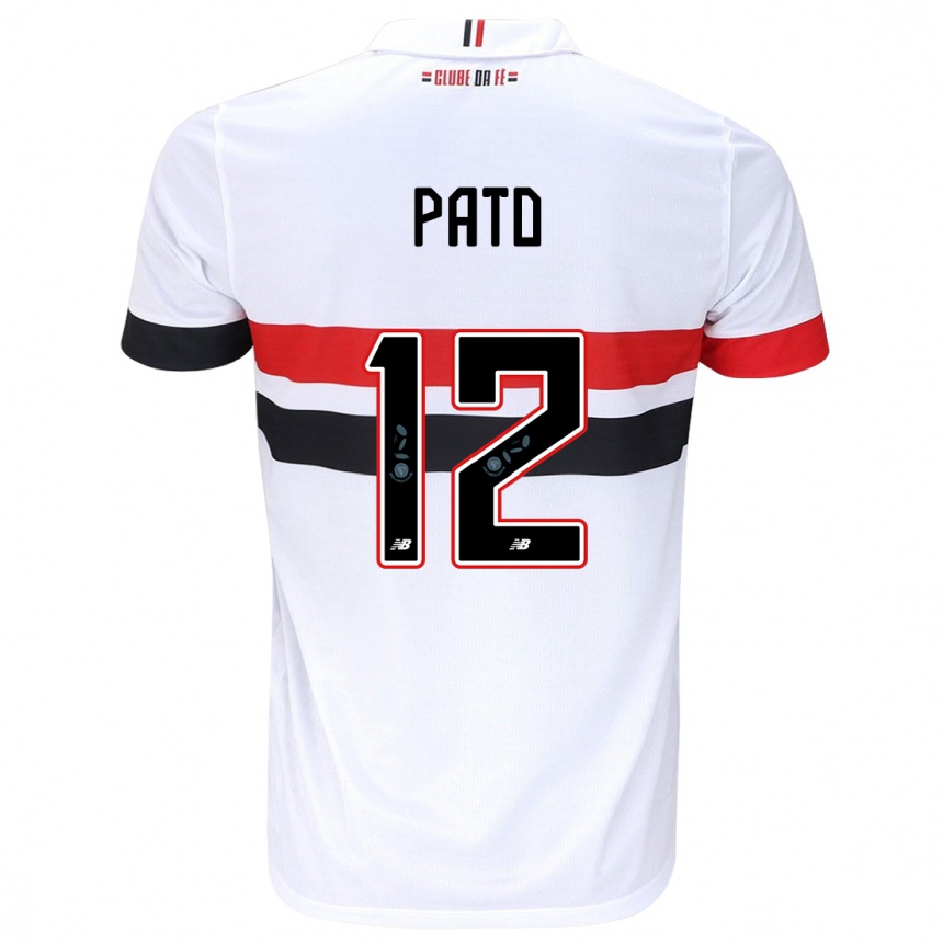 Kids Football Alexandre Pato #12 White Red Black Home Jersey 2024/25 T-Shirt Canada