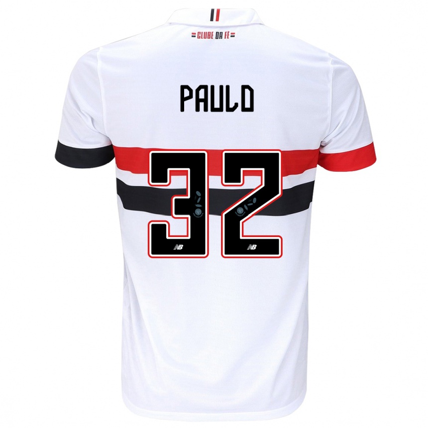 Kids Football Marcos Paulo #32 White Red Black Home Jersey 2024/25 T-Shirt Canada