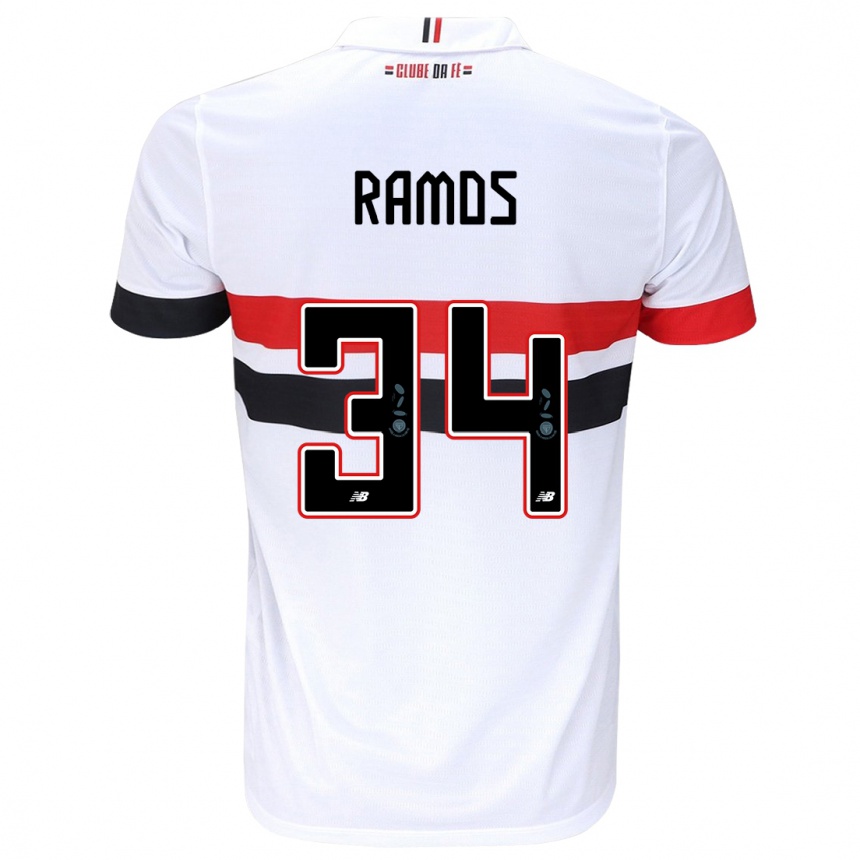 Enfant Football Maillot Raí Ramos #34 Blanc Rouge Noir Tenues Domicile 2024/25 Canada