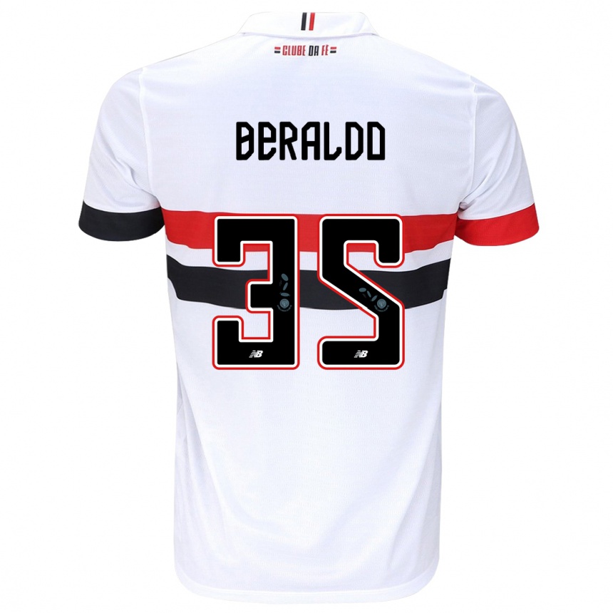 Kids Football Lucas Beraldo #35 White Red Black Home Jersey 2024/25 T-Shirt Canada