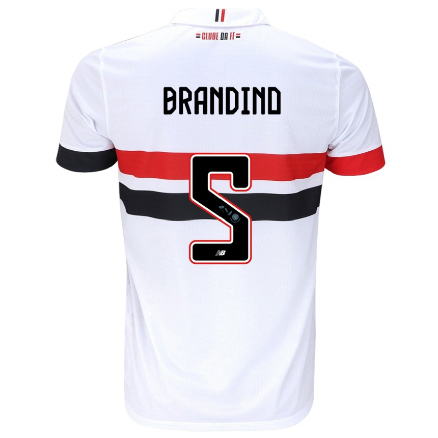 Kids Football Kika Brandino #5 White Red Black Home Jersey 2024/25 T-Shirt Canada