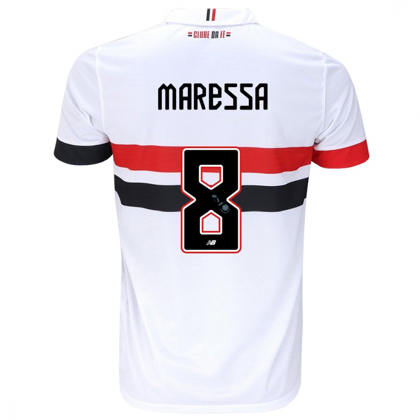 Enfant Football Maillot Maressa #8 Blanc Rouge Noir Tenues Domicile 2024/25 Canada