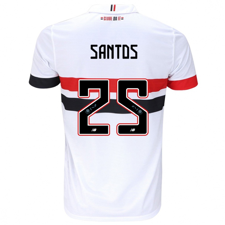 Kids Football Mariana Santos #25 White Red Black Home Jersey 2024/25 T-Shirt Canada