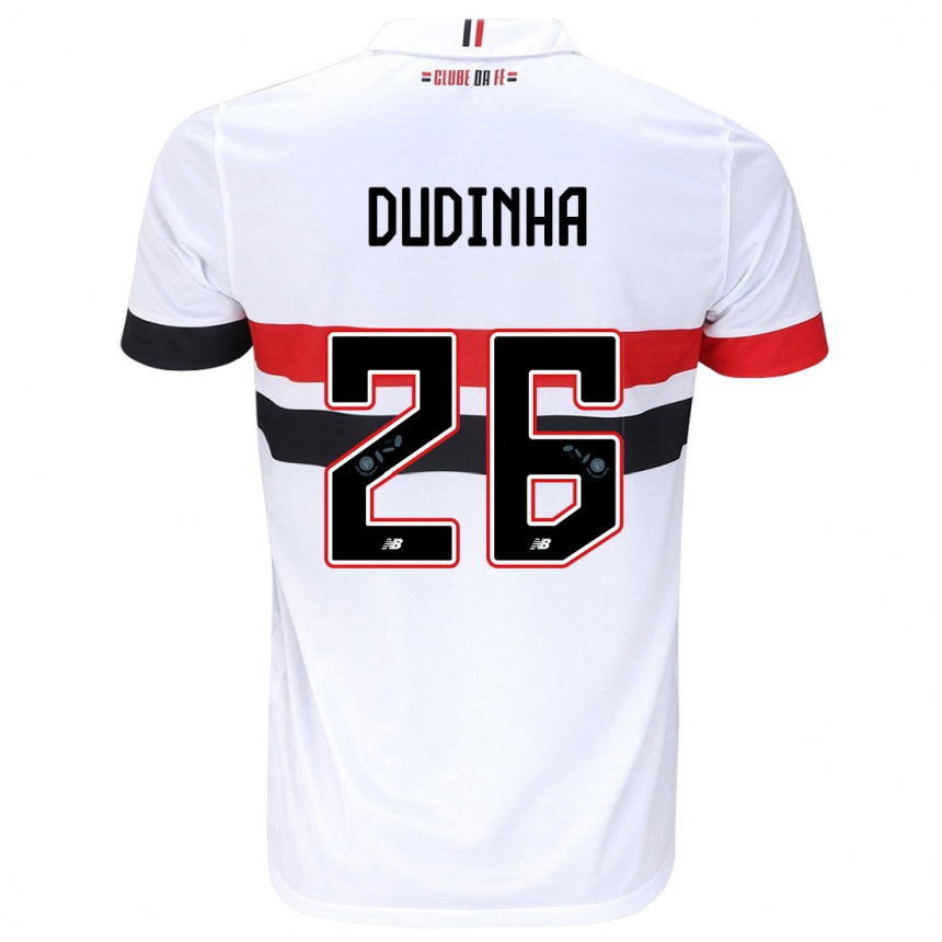 Enfant Football Maillot Dudinha #26 Blanc Rouge Noir Tenues Domicile 2024/25 Canada