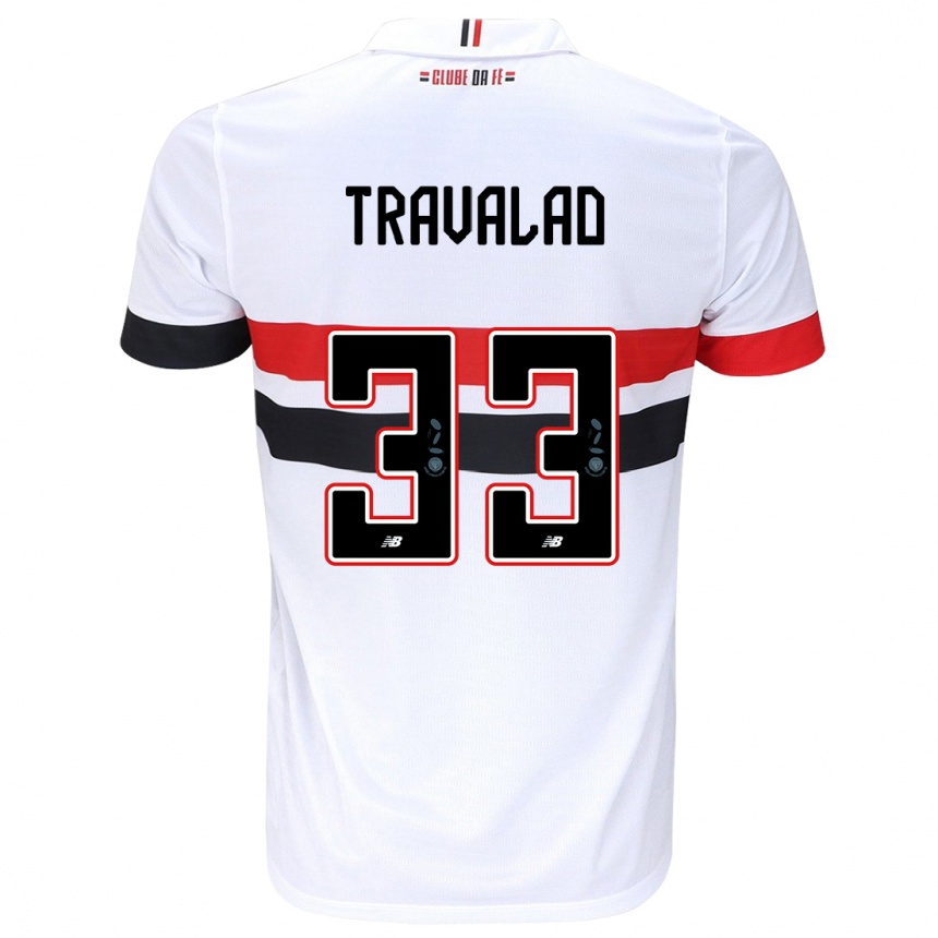 Kids Football Rafa Travalão #33 White Red Black Home Jersey 2024/25 T-Shirt Canada