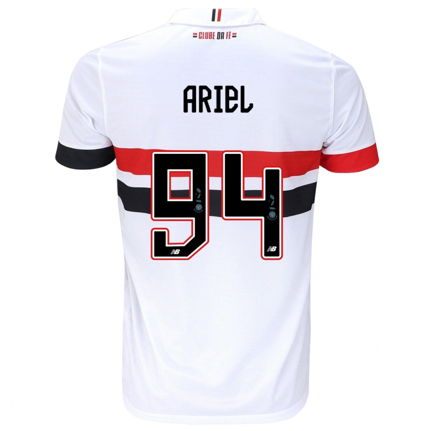 Kids Football Ariel #94 White Red Black Home Jersey 2024/25 T-Shirt Canada