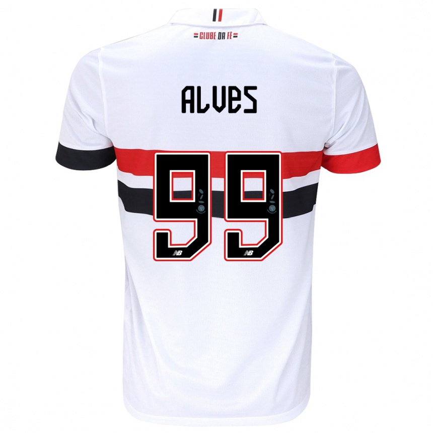 Kids Football Letícia Alves #99 White Red Black Home Jersey 2024/25 T-Shirt Canada