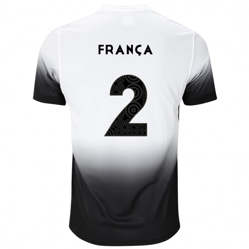 Kids Football Matheus França #2 White Black Home Jersey 2024/25 T-Shirt Canada