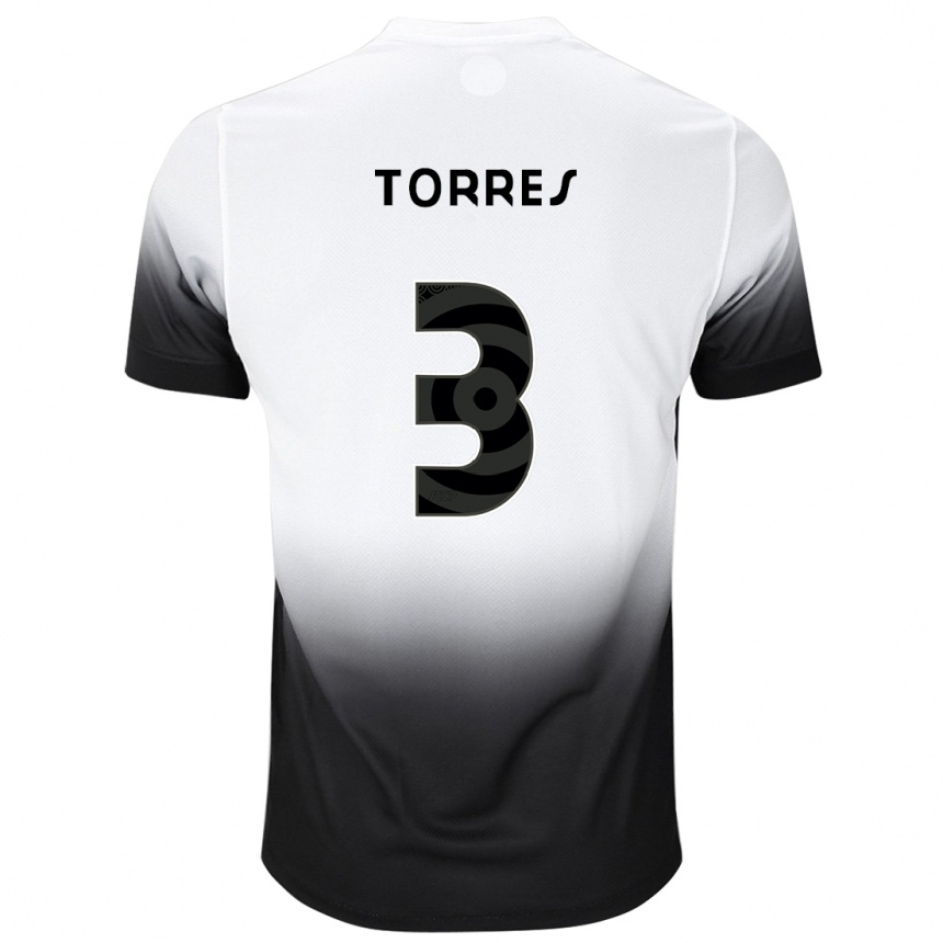 Kids Football Félix Torres #3 White Black Home Jersey 2024/25 T-Shirt Canada