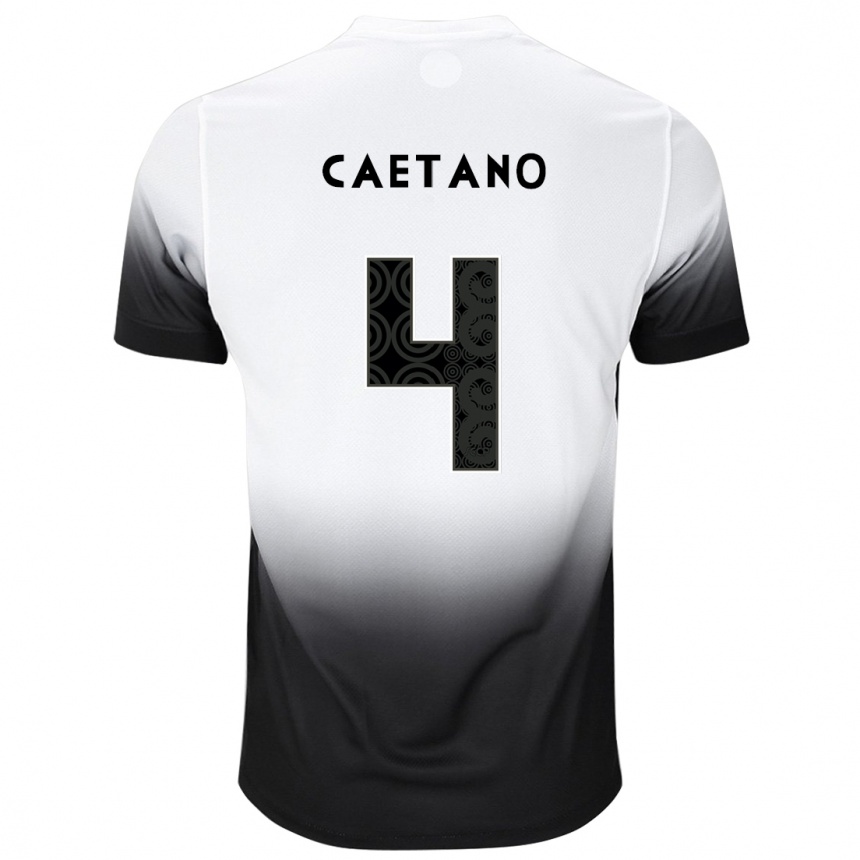 Kids Football Caetano #4 White Black Home Jersey 2024/25 T-Shirt Canada