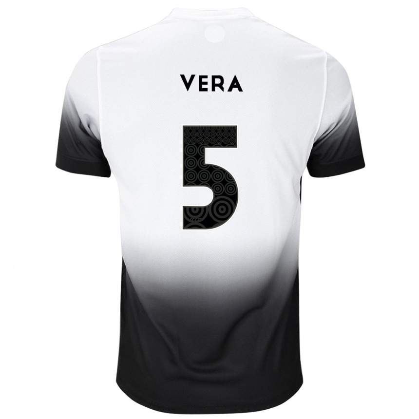 Kids Football Fausto Vera #5 White Black Home Jersey 2024/25 T-Shirt Canada