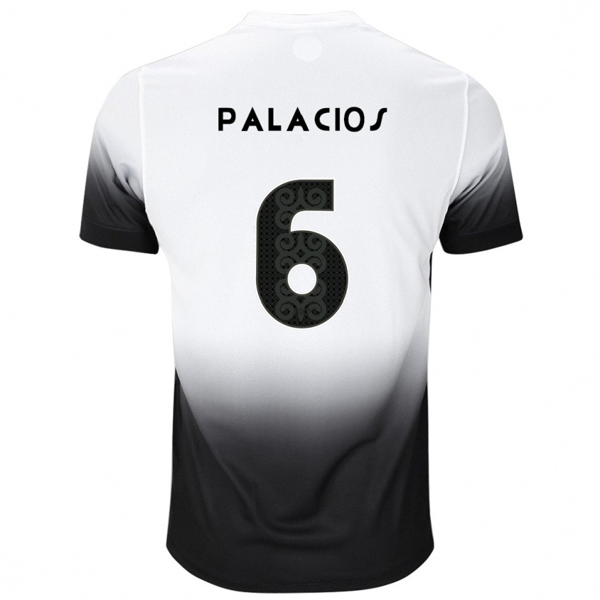 Kids Football Diego Palacios #6 White Black Home Jersey 2024/25 T-Shirt Canada