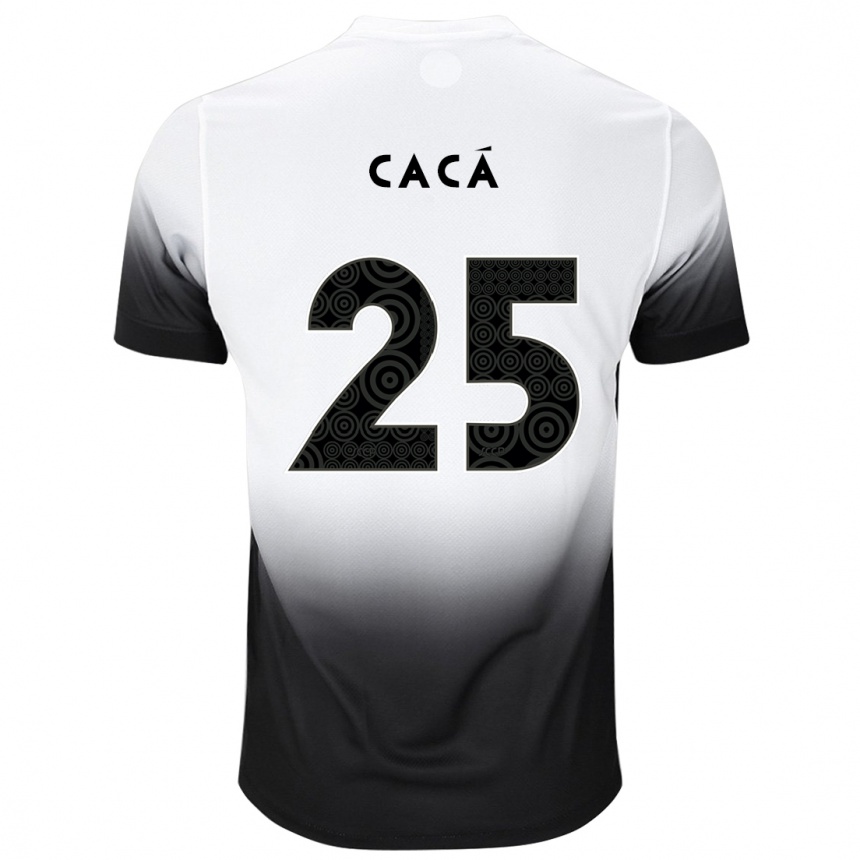 Kids Football Cacá #25 White Black Home Jersey 2024/25 T-Shirt Canada