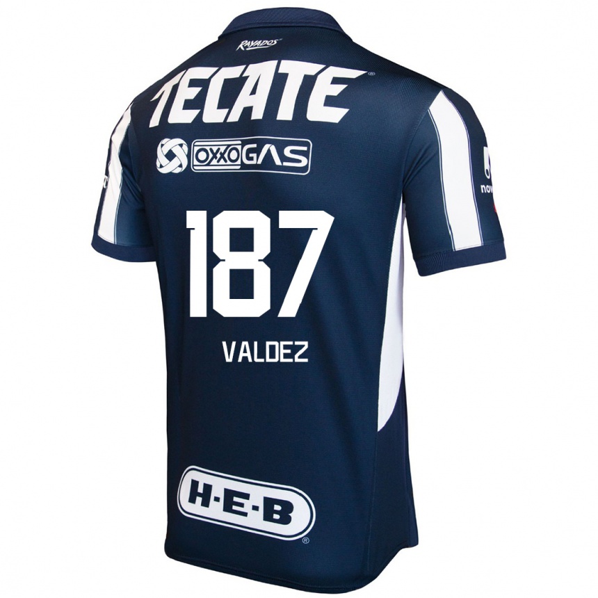 Enfant Football Maillot Érick Valdez #187 Bleu Rouge Blanc Tenues Domicile 2024/25 Canada