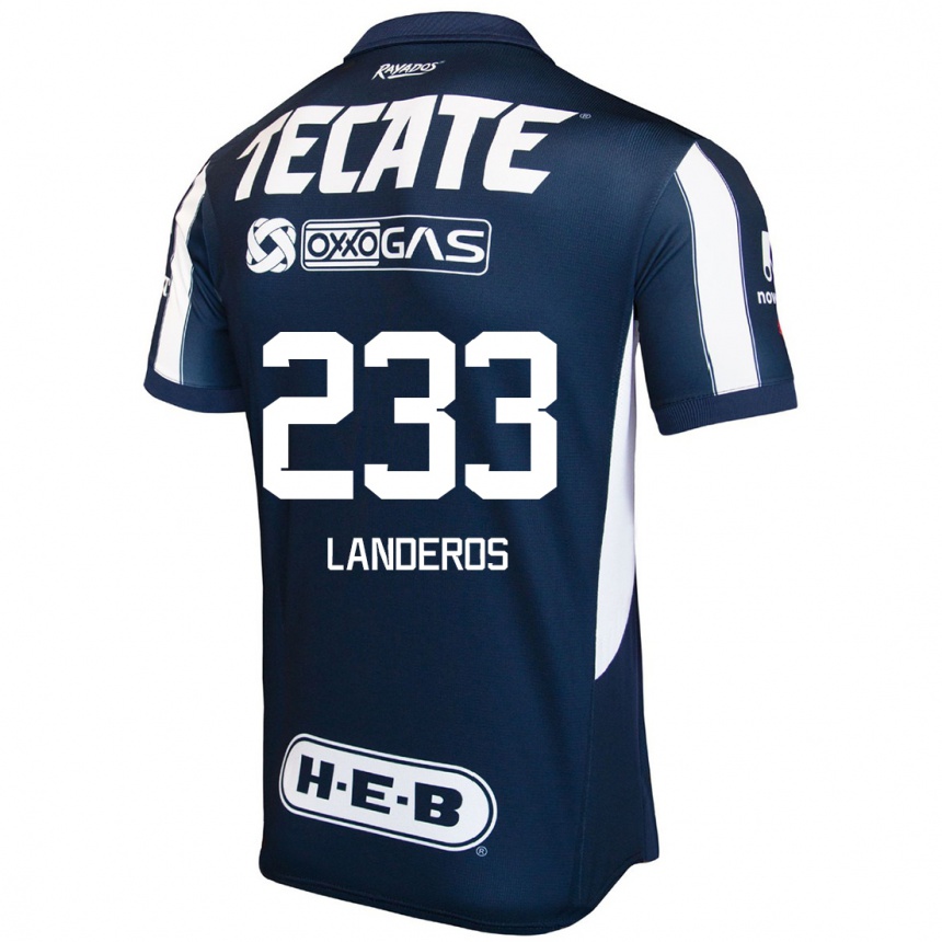 Enfant Football Maillot Jorge Landeros #233 Bleu Rouge Blanc Tenues Domicile 2024/25 Canada