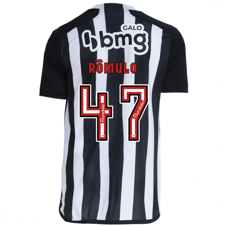 Kids Football Rômulo #47 White Black Home Jersey 2024/25 T-Shirt Canada