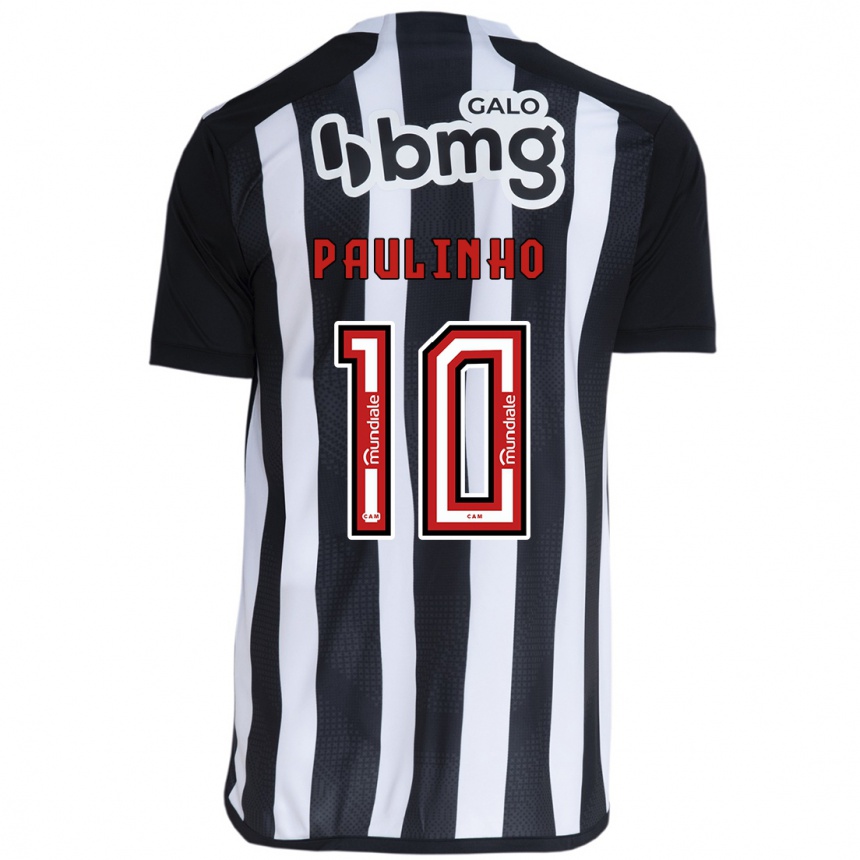 Kids Football Paulinho #10 White Black Home Jersey 2024/25 T-Shirt Canada