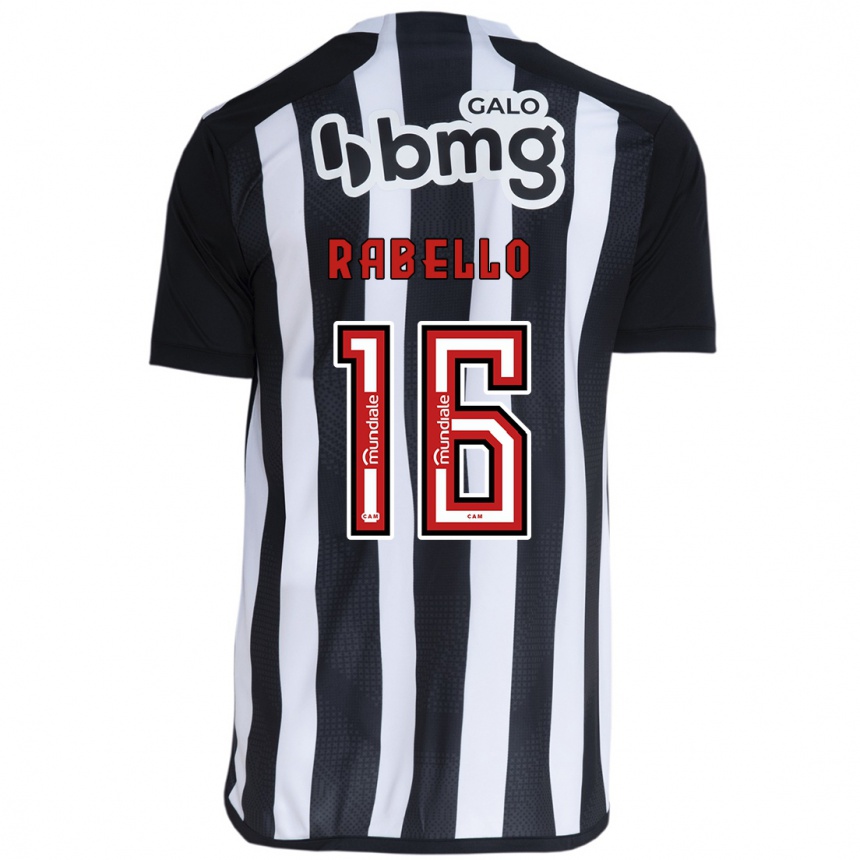 Kids Football Igor Rabello #16 White Black Home Jersey 2024/25 T-Shirt Canada