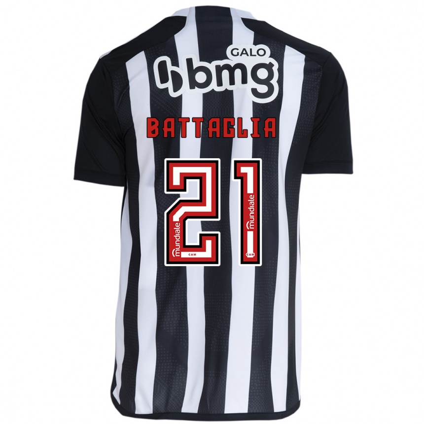 Kids Football Rodrigo Battaglia #21 White Black Home Jersey 2024/25 T-Shirt Canada