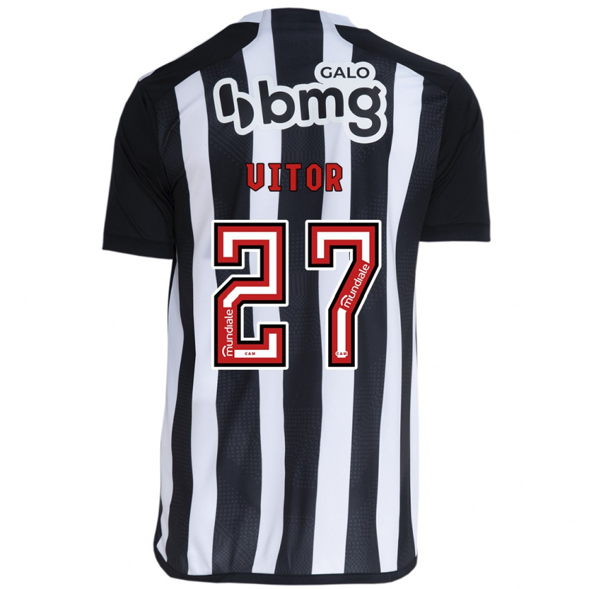 Kids Football Paulo Vitor #27 White Black Home Jersey 2024/25 T-Shirt Canada