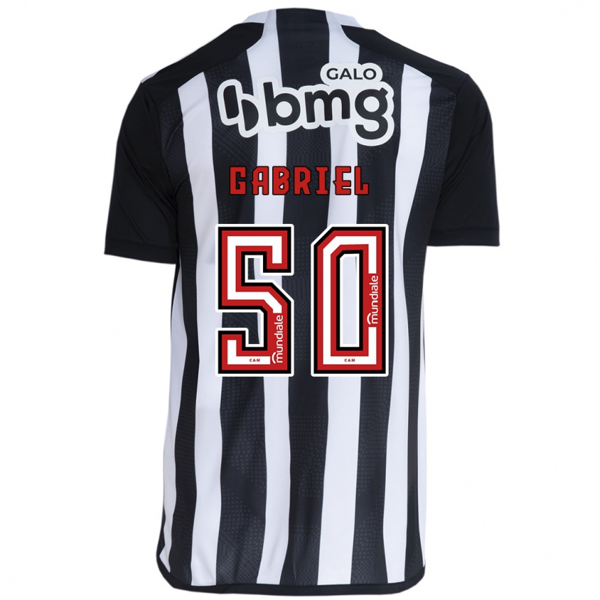 Kids Football Vitor Gabriel #50 White Black Home Jersey 2024/25 T-Shirt Canada