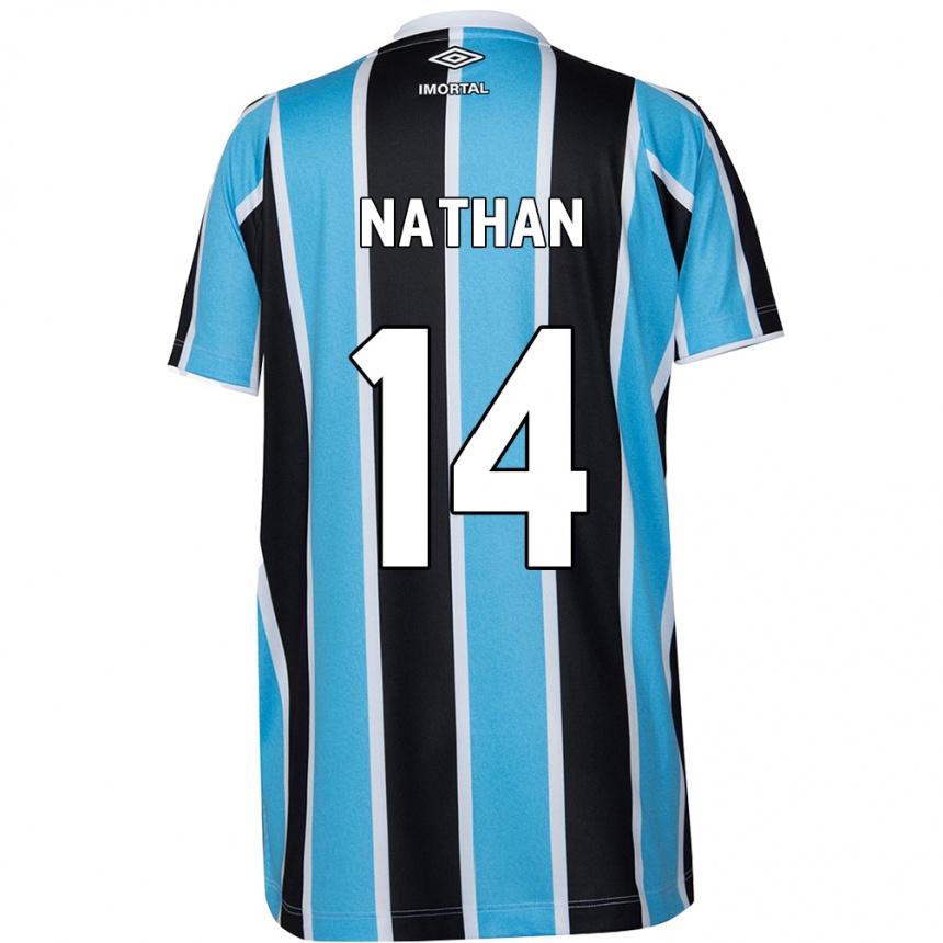 Kids Football Nathan #14 Blue Black White Home Jersey 2024/25 T-Shirt Canada