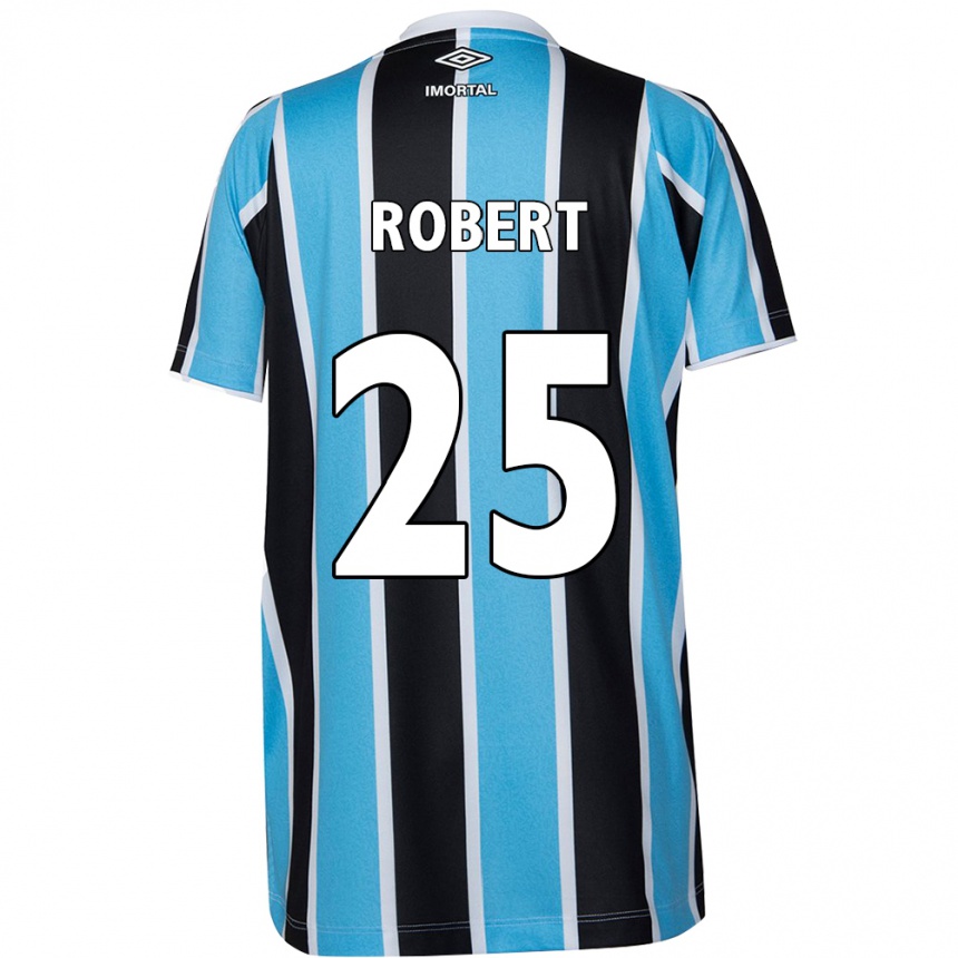 Enfant Football Maillot Jhonata Robert #25 Bleu Noir Blanc Tenues Domicile 2024/25 Canada