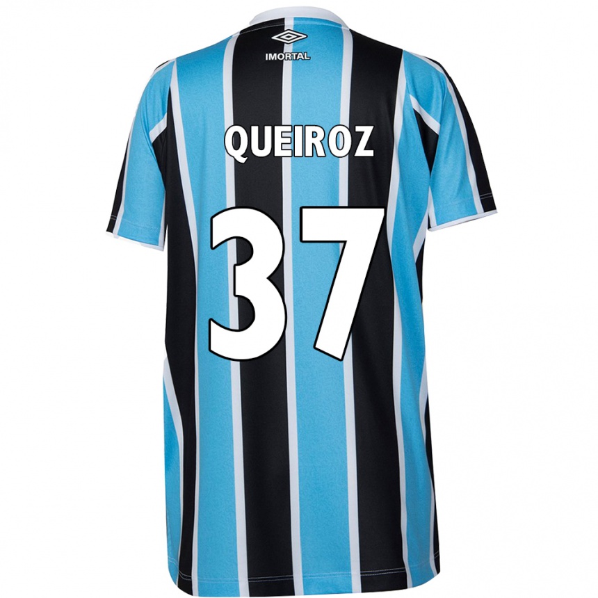 Kids Football Du Queiroz #37 Blue Black White Home Jersey 2024/25 T-Shirt Canada