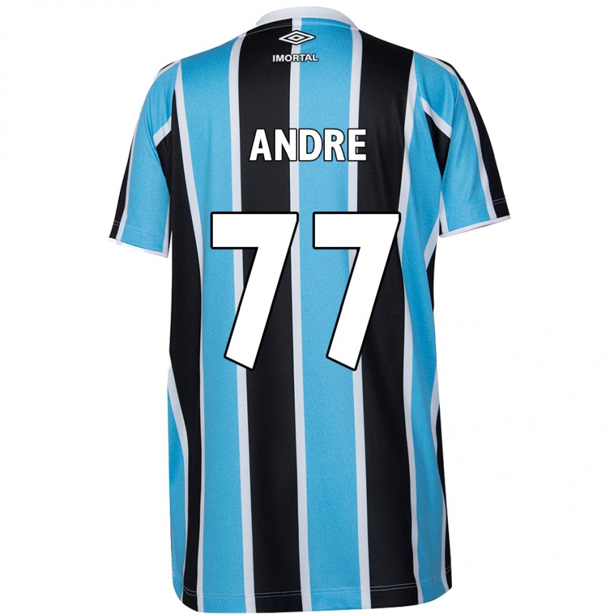 Kids Football André #77 Blue Black White Home Jersey 2024/25 T-Shirt Canada