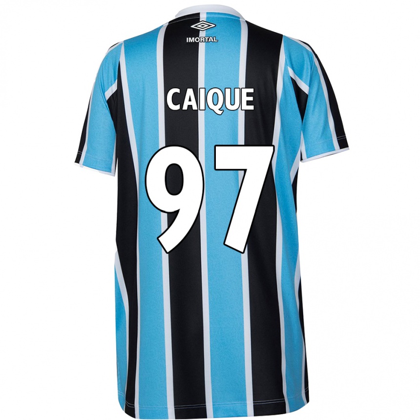 Kids Football Caíque #97 Blue Black White Home Jersey 2024/25 T-Shirt Canada