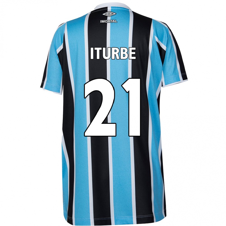 Enfant Football Maillot Juan Iturbe #21 Bleu Noir Blanc Tenues Domicile 2024/25 Canada