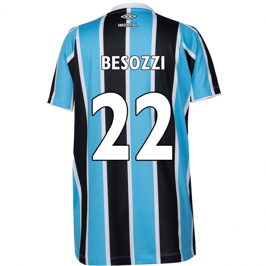 Kids Football Lucas Besozzi #22 Blue Black White Home Jersey 2024/25 T-Shirt Canada