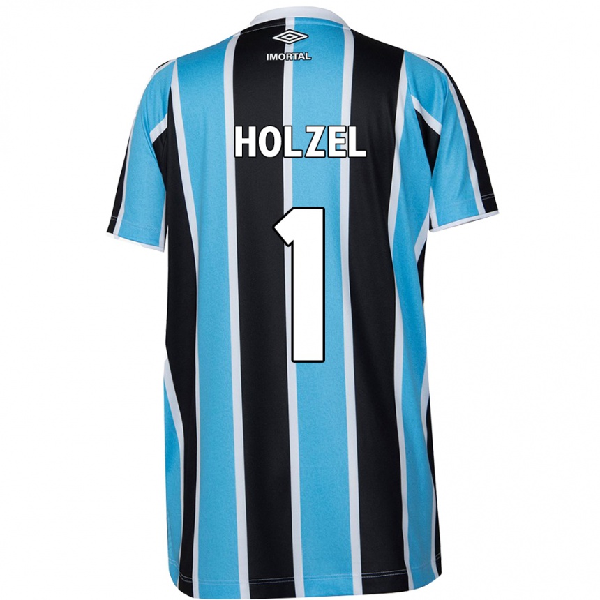 Kids Football Vivi Holzel #1 Blue Black White Home Jersey 2024/25 T-Shirt Canada