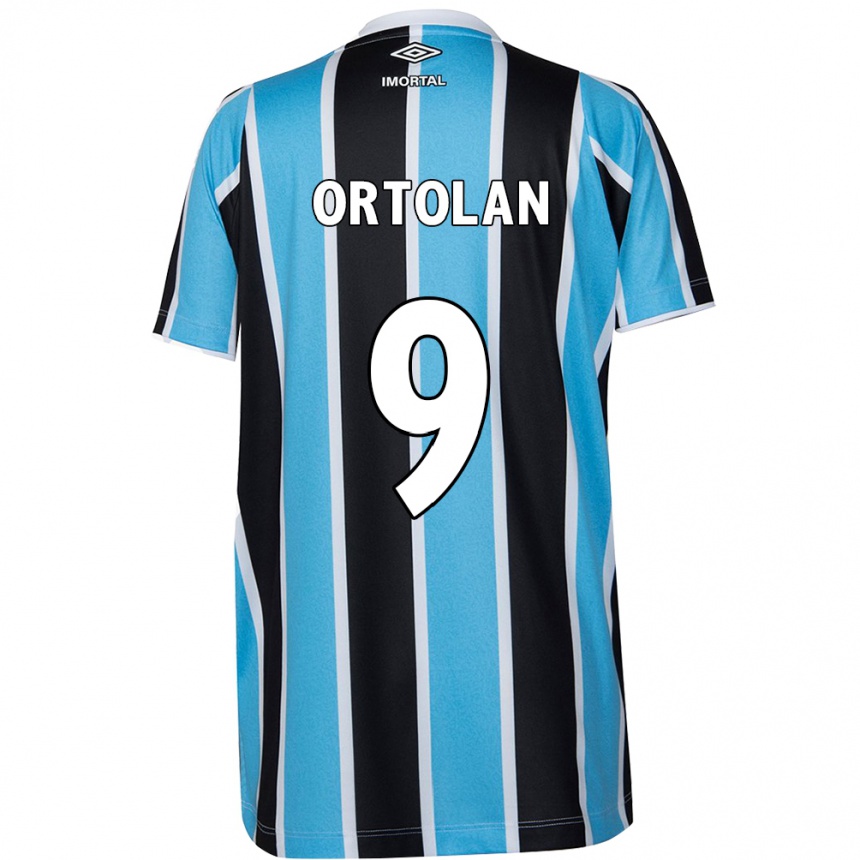 Kids Football Dani Ortolan #9 Blue Black White Home Jersey 2024/25 T-Shirt Canada