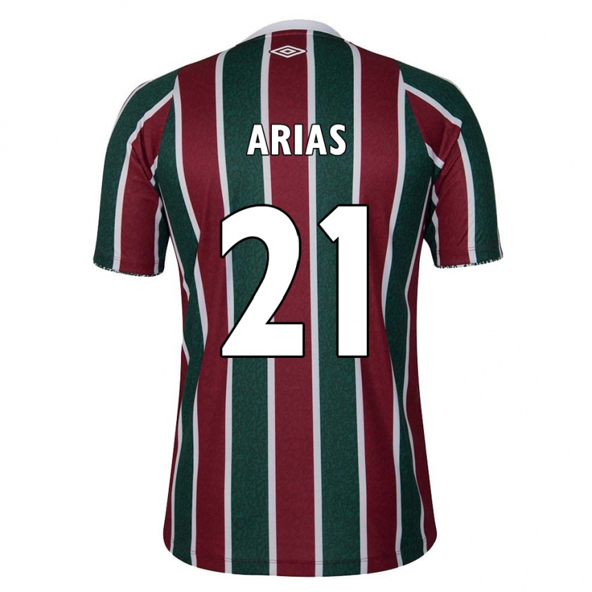 Kids Football Jhon Arias #21 Green Maroon White Home Jersey 2024/25 T-Shirt Canada