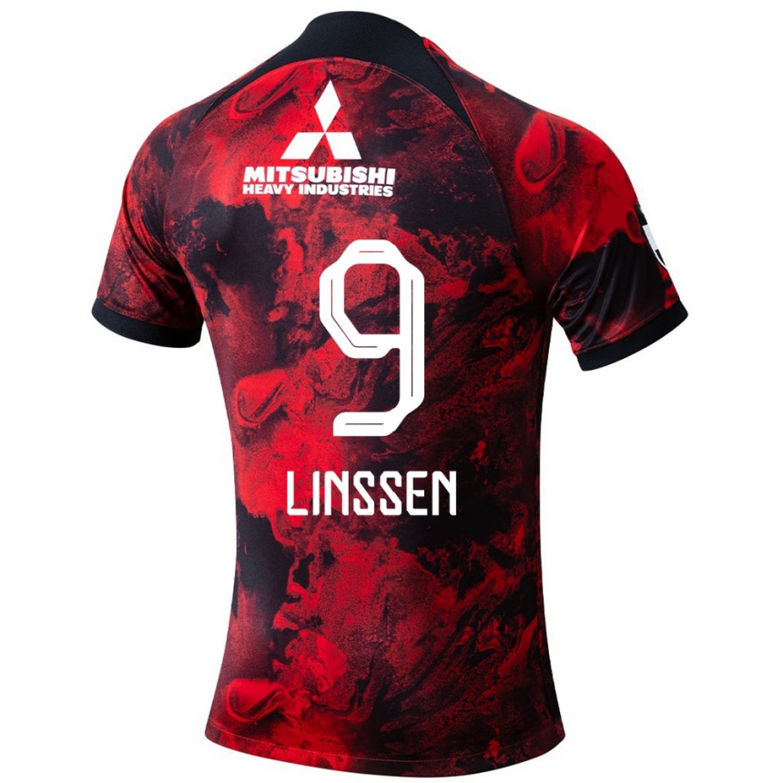 Enfant Football Maillot Bryan Linssen #9 Rouge Noir Tenues Domicile 2024/25 Canada