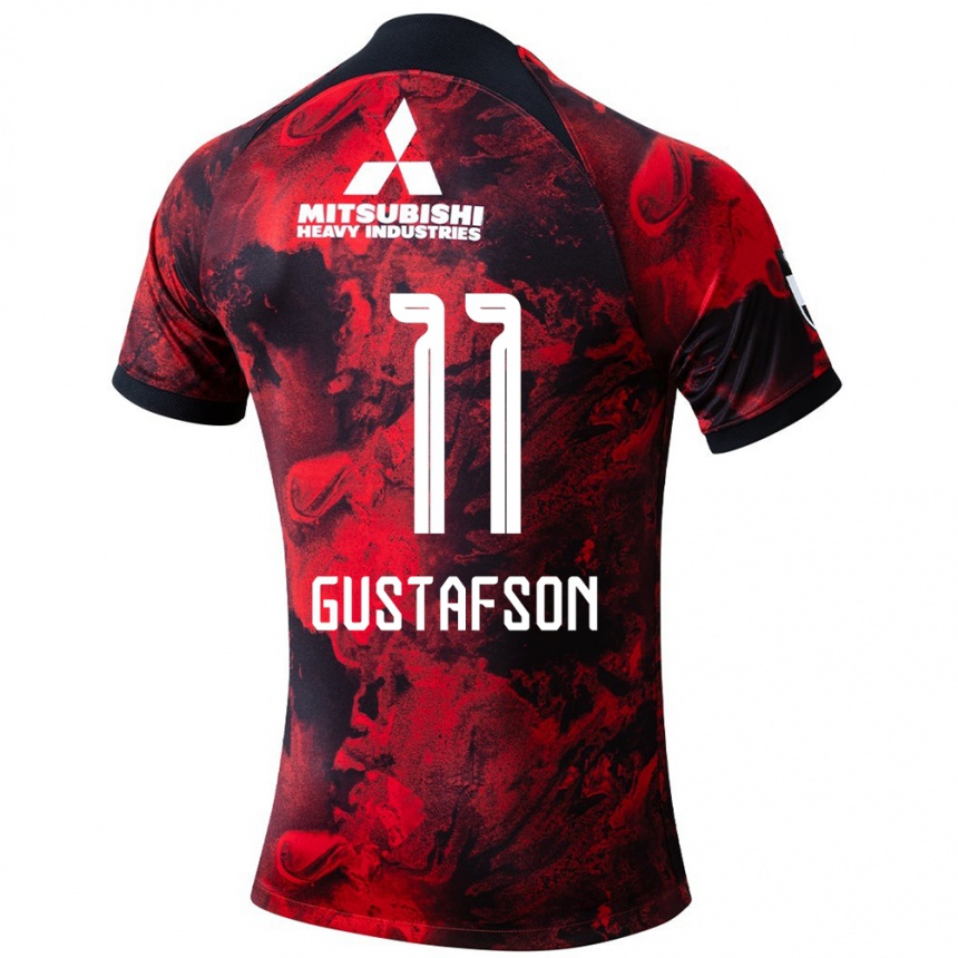 Kids Football Samuel Gustafson #11 Red Black Home Jersey 2024/25 T-Shirt Canada