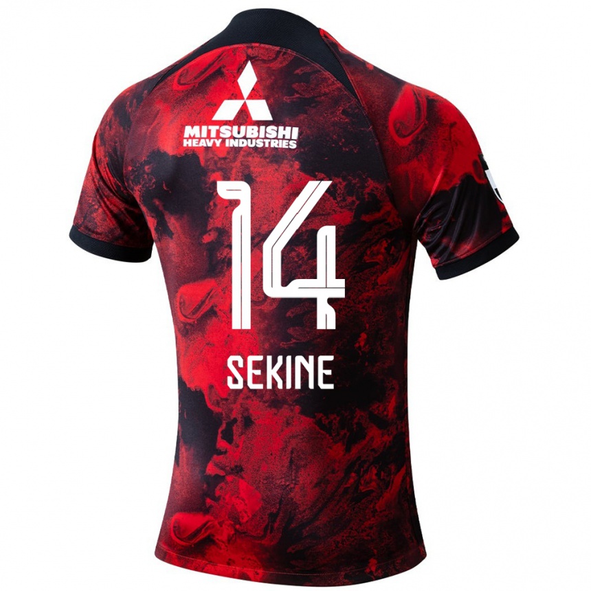 Kids Football Takahiro Sekine #14 Red Black Home Jersey 2024/25 T-Shirt Canada