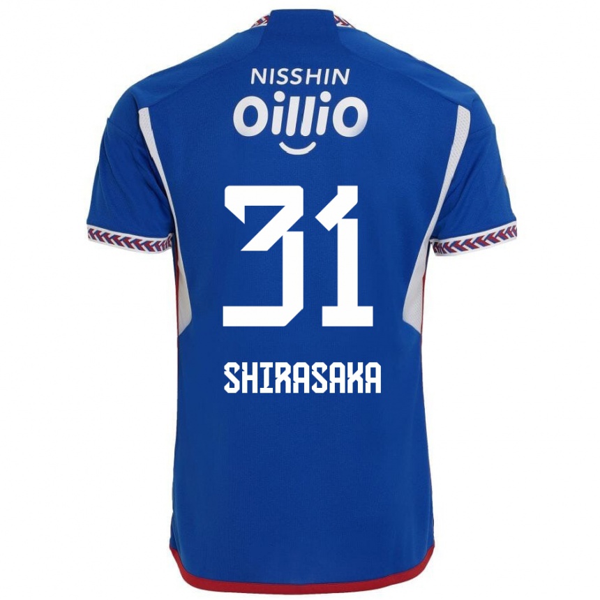 Kids Football Fuma Shirasaka #31 Blue White Red Home Jersey 2024/25 T-Shirt Canada