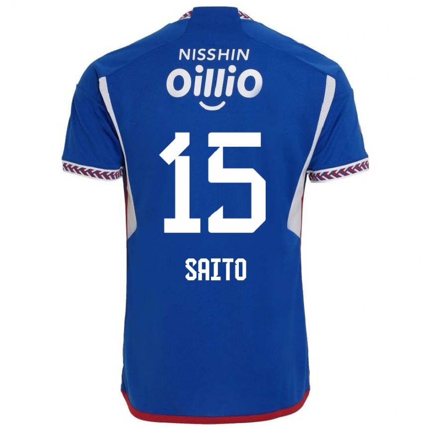 Kids Football Haru Saito #15 Blue White Red Home Jersey 2024/25 T-Shirt Canada