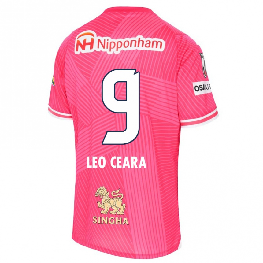 Kids Football Léo Ceará #9 Pink White Home Jersey 2024/25 T-Shirt Canada