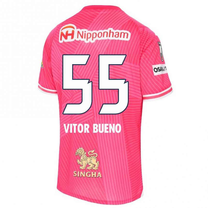 Enfant Football Maillot Vitor Bueno #55 Rose Blanc Tenues Domicile 2024/25 Canada