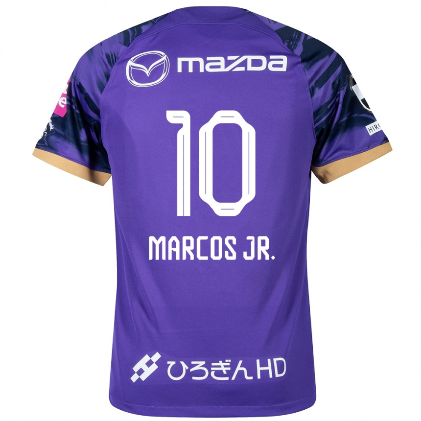 Kids Football Marcos Júnior #10 Purple White Home Jersey 2024/25 T-Shirt Canada