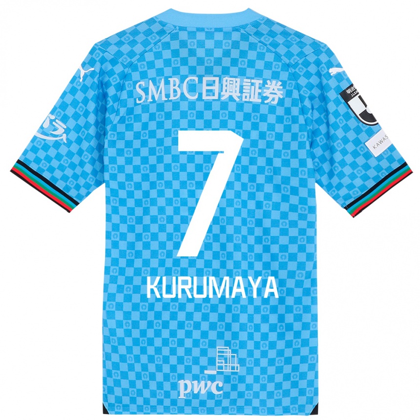 Kids Football Shintaro Kurumaya #7 Azure Blue Home Jersey 2024/25 T-Shirt Canada