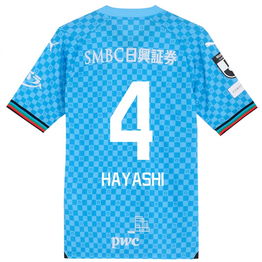 Kids Football Shunsuke Hayashi #4 Azure Blue Home Jersey 2024/25 T-Shirt Canada