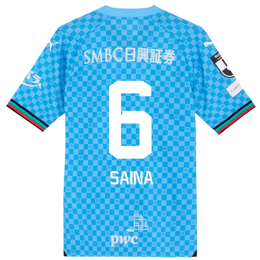 Kids Football Yuta Saina #6 Azure Blue Home Jersey 2024/25 T-Shirt Canada