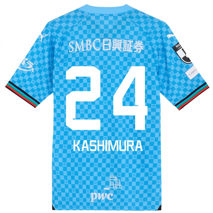 Kids Football Ryota Kashimura #24 Azure Blue Home Jersey 2024/25 T-Shirt Canada